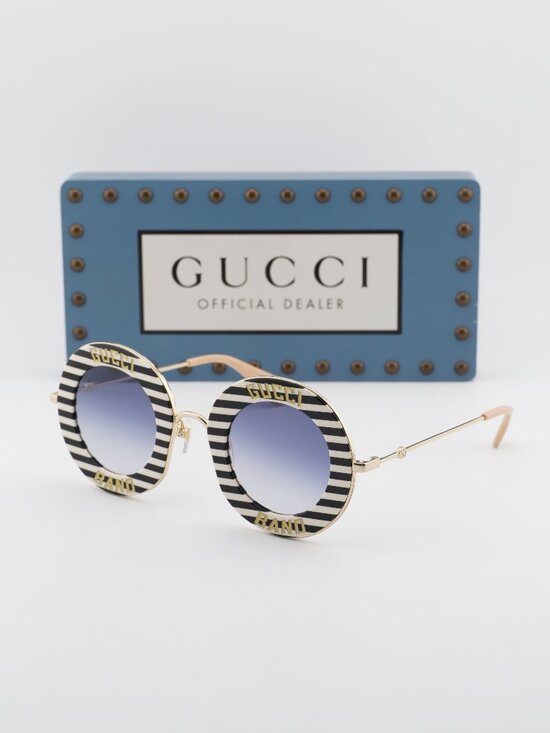Gucci GG0113S 008 Round Sunglasses - Black\\Blue Gradient main image 8
